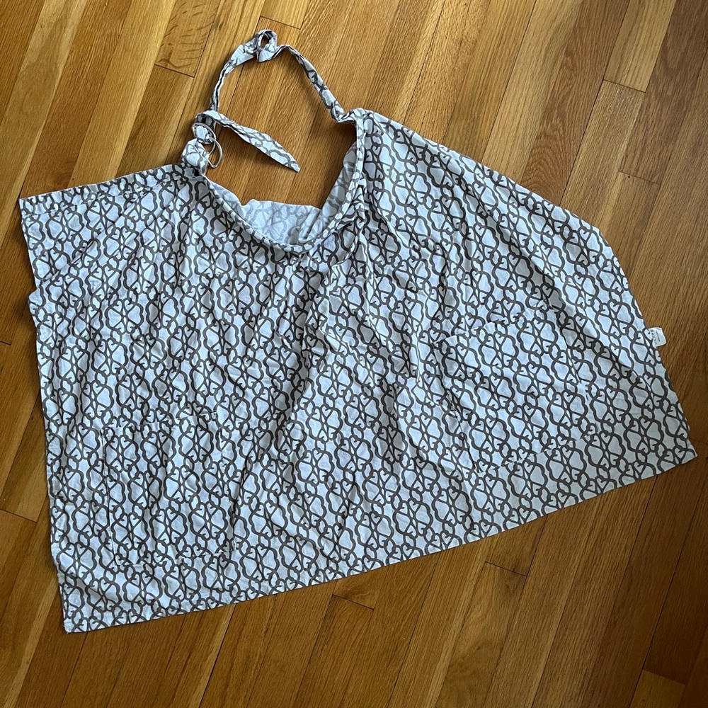 Grey and White Patterned Maternity Nursing Cover with Adjustable Neck Strap